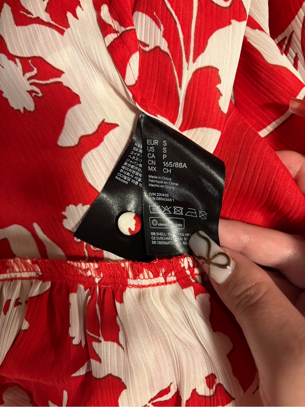 NWT Johanna Ortiz x H&M Red and White Floral Satin Tiered Maxi Dress S - Picture 12 of 12
